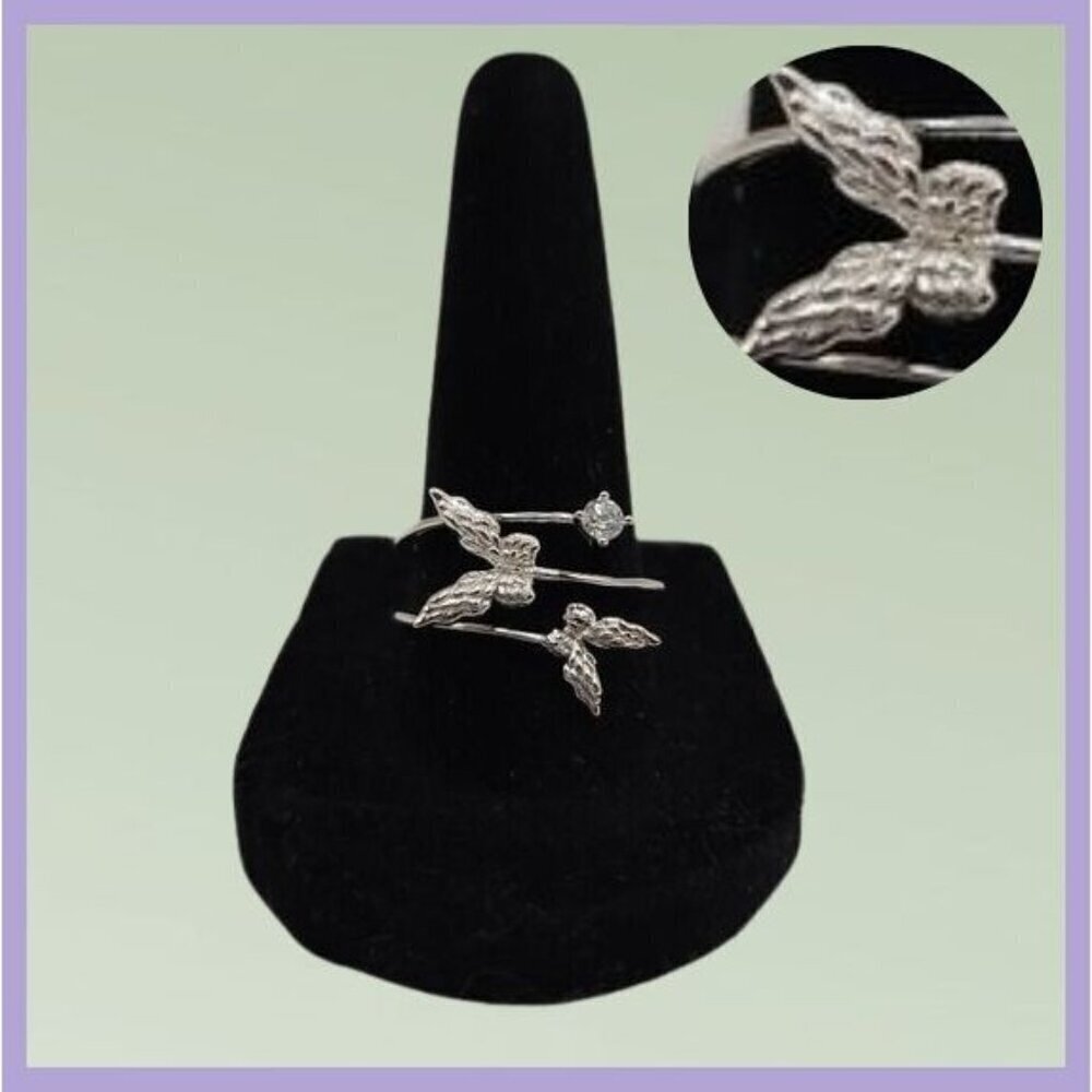 Silver 925‎ Adjustable Butterfly Ring - Natural Size 9 (NWOT)